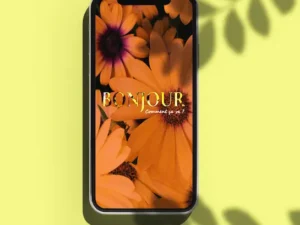 Mockup smartphone template story "bonjour"